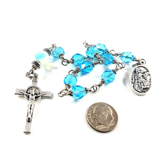 One Decade Rosary, Police Rosary, Handmade Saint Michael Pocket Rosary - Picture 5 of 10